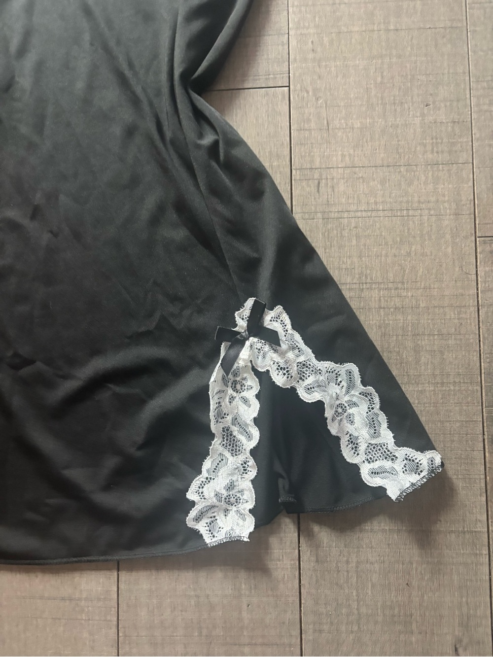 ♥️5/$25♥️Coquette Girl Black & White Lace-Trim Satin Chemise Slip Dress - Picture 2 of 4